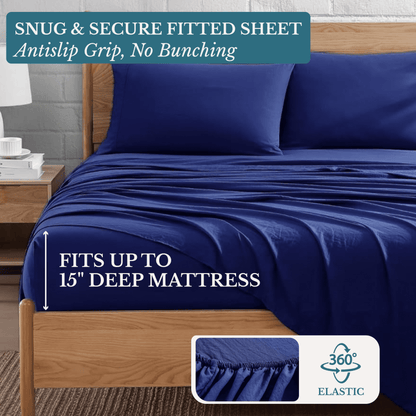 Washed Microfiber Sheet Set cp-gallery: color=Navy