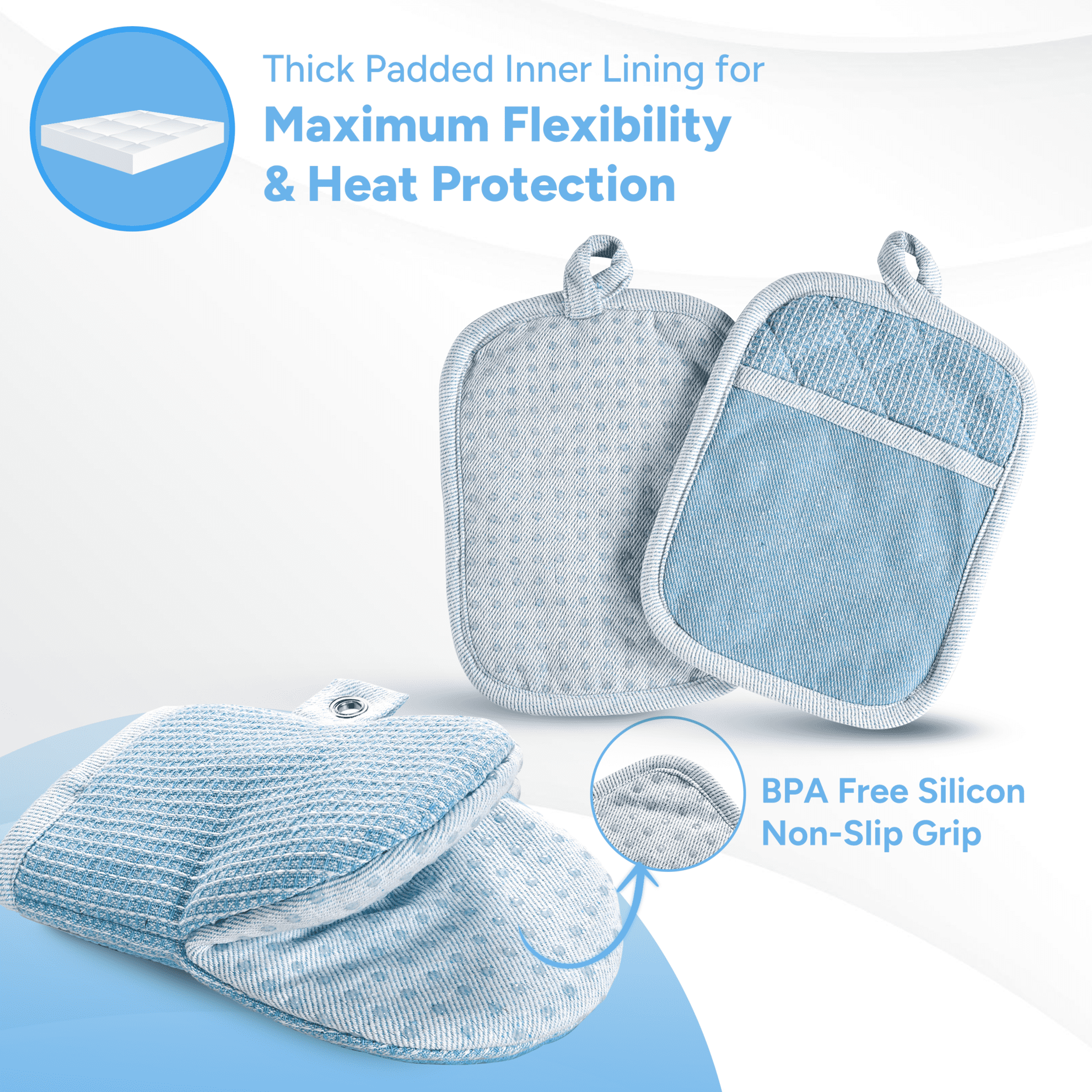 Kitchen Set - Oven Mitts, Pot Holders & Towels