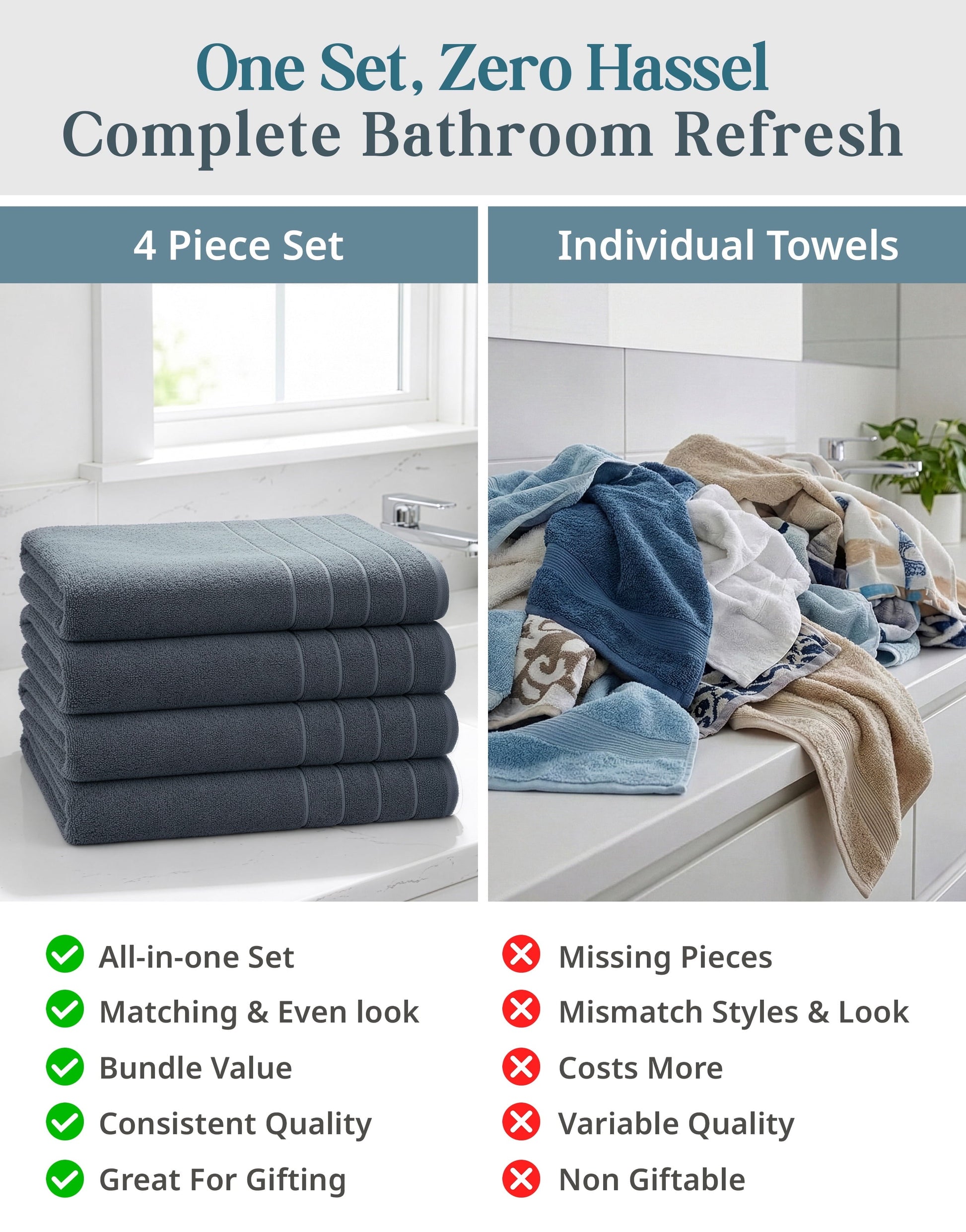 4-Piece Cotton Bath Towels Set