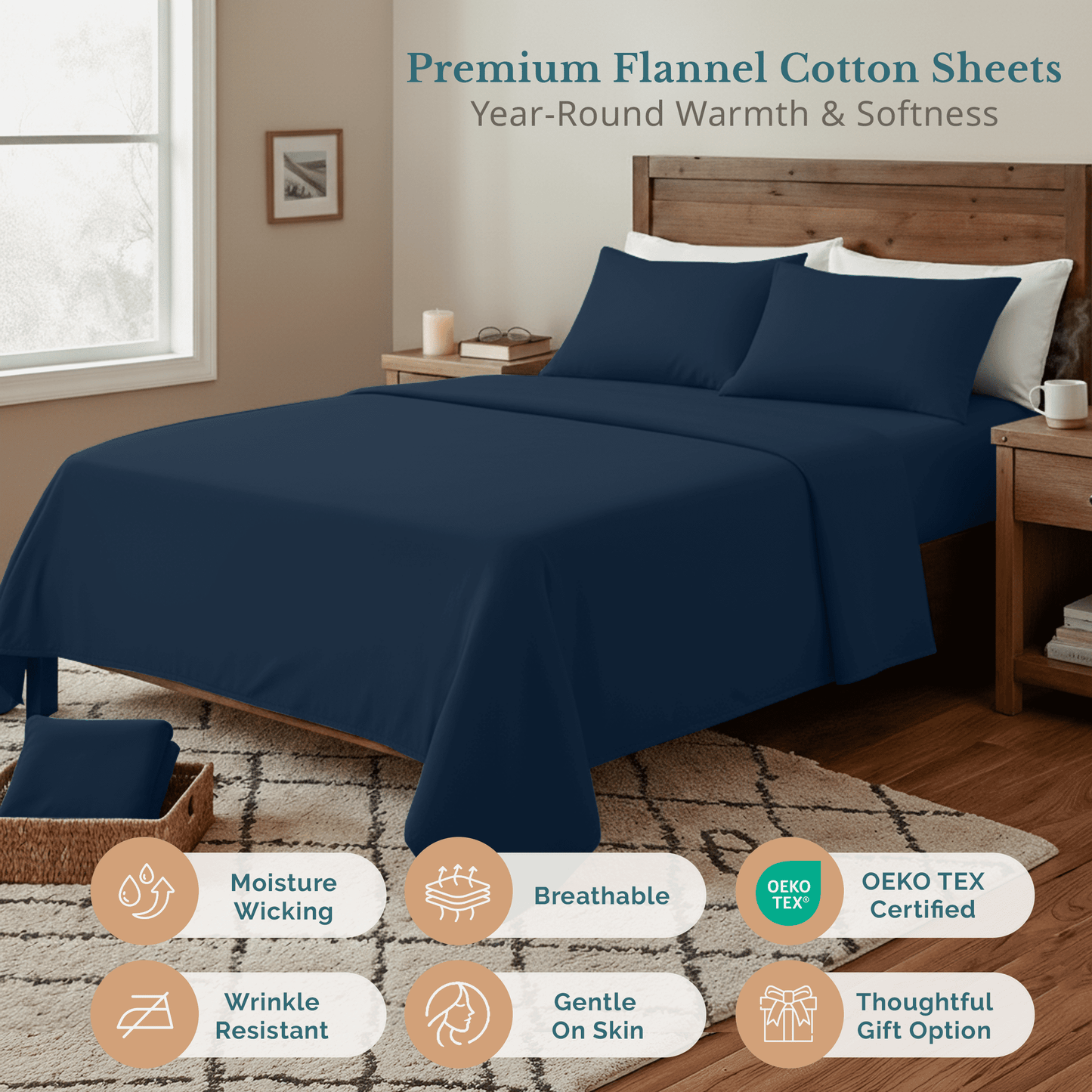 Flannel Sheet Set cp-gallery: color=Estate Blue
