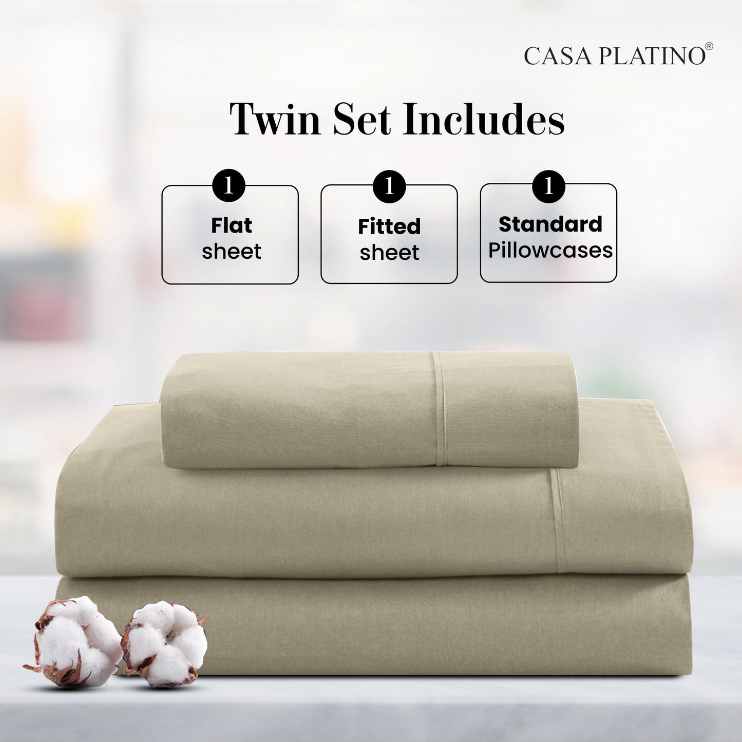 Percale Cotton Sheet Set cp-gallery: color=Taupe; size=Twin