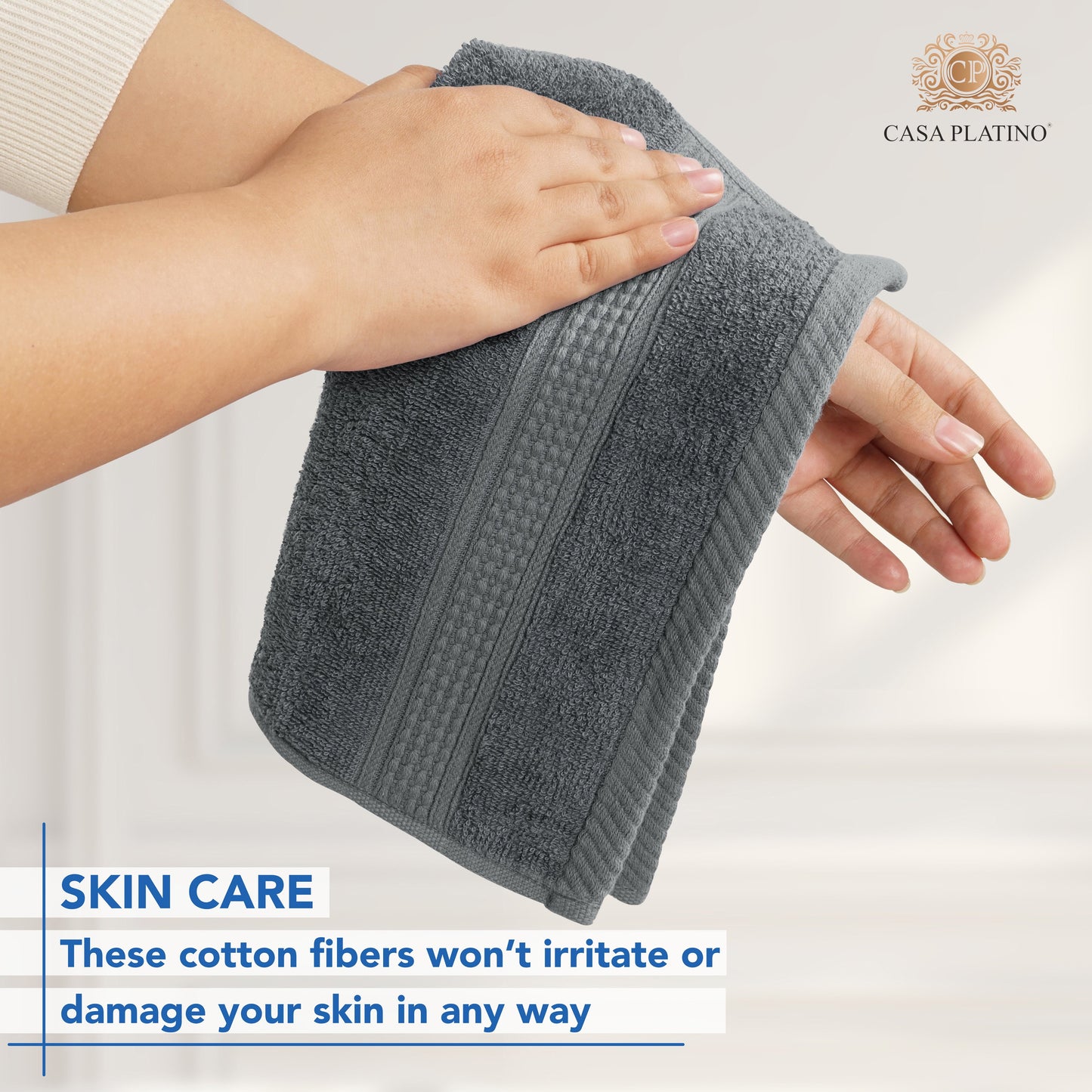 12-Piece Cotton Washcloths Set cp-gallery: color=Grey; size=12 Piece Set