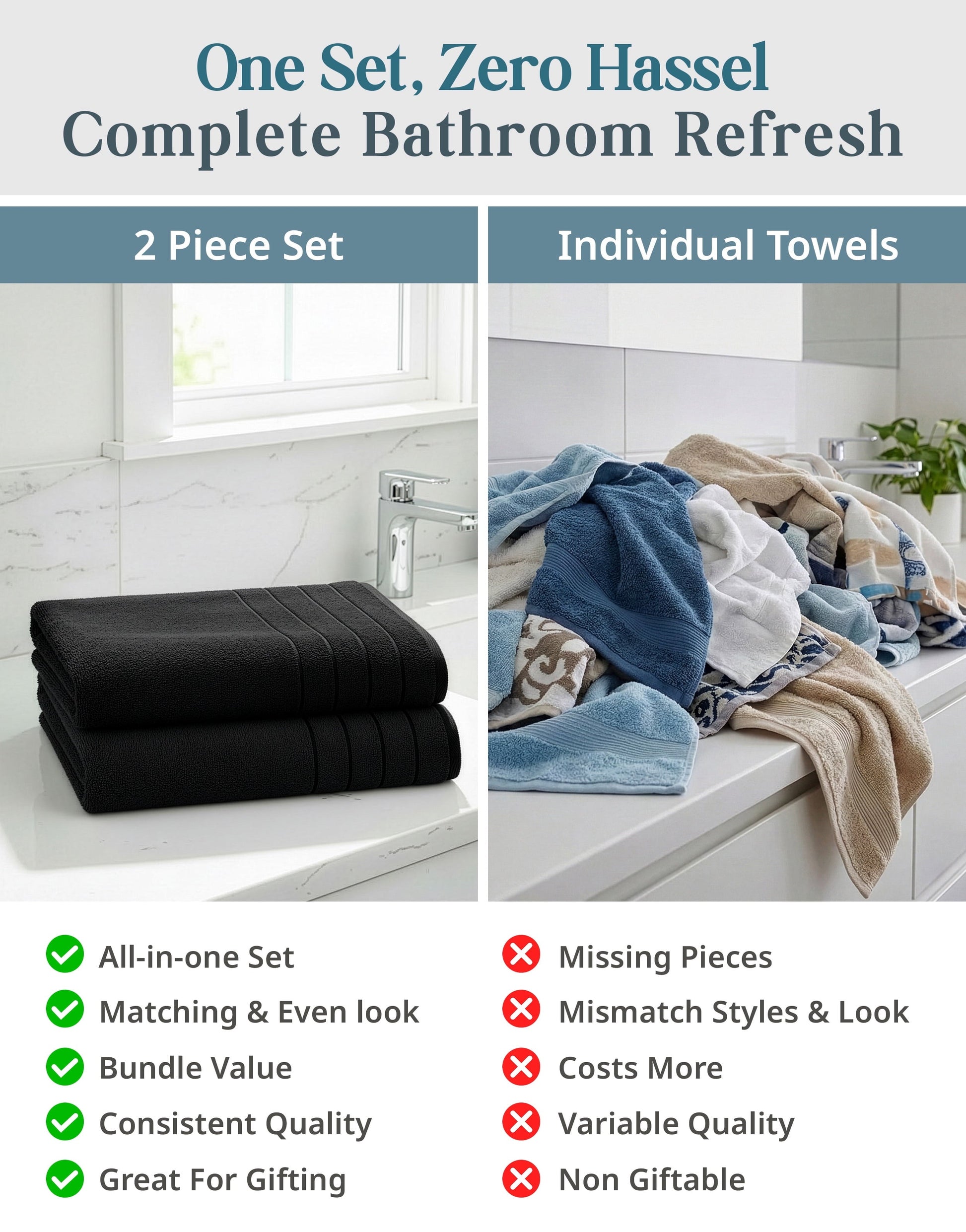 2-Piece Cotton Bath Towels Set