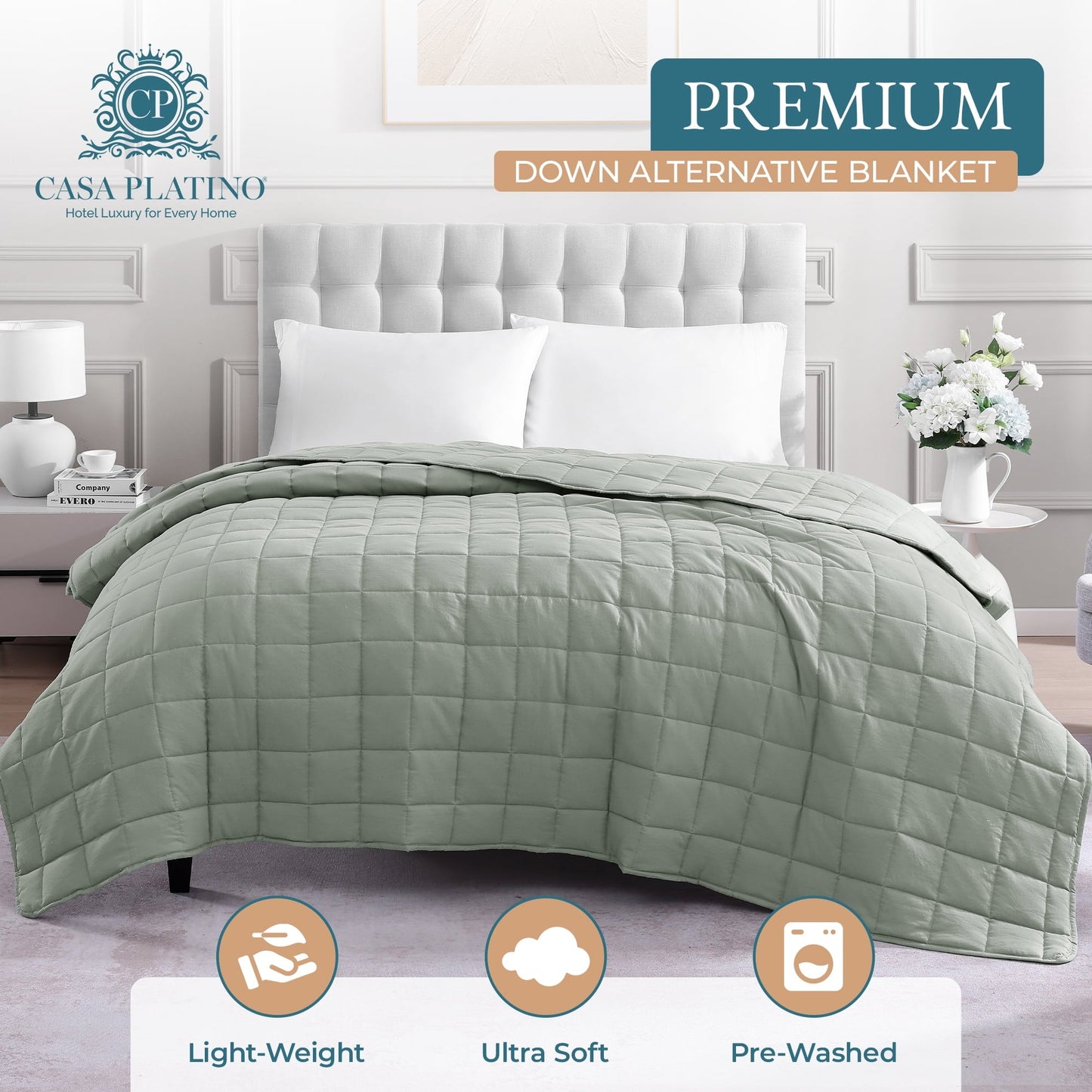 Quilted Bed Blanket cp-gallery: color=Mineral