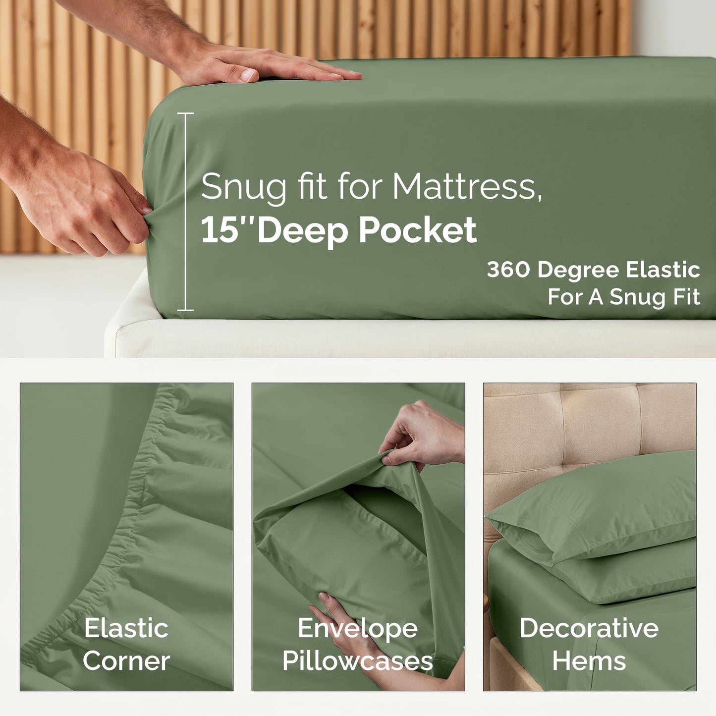 450 Thread Count Cotton Sheet Set cp-gallery: color=Icebery Green
