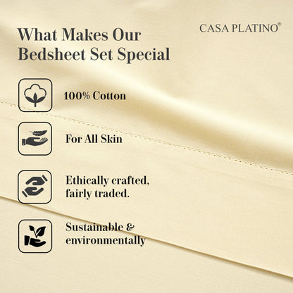 Percale Cotton Sheet Set cp-gallery: color=Vanilla