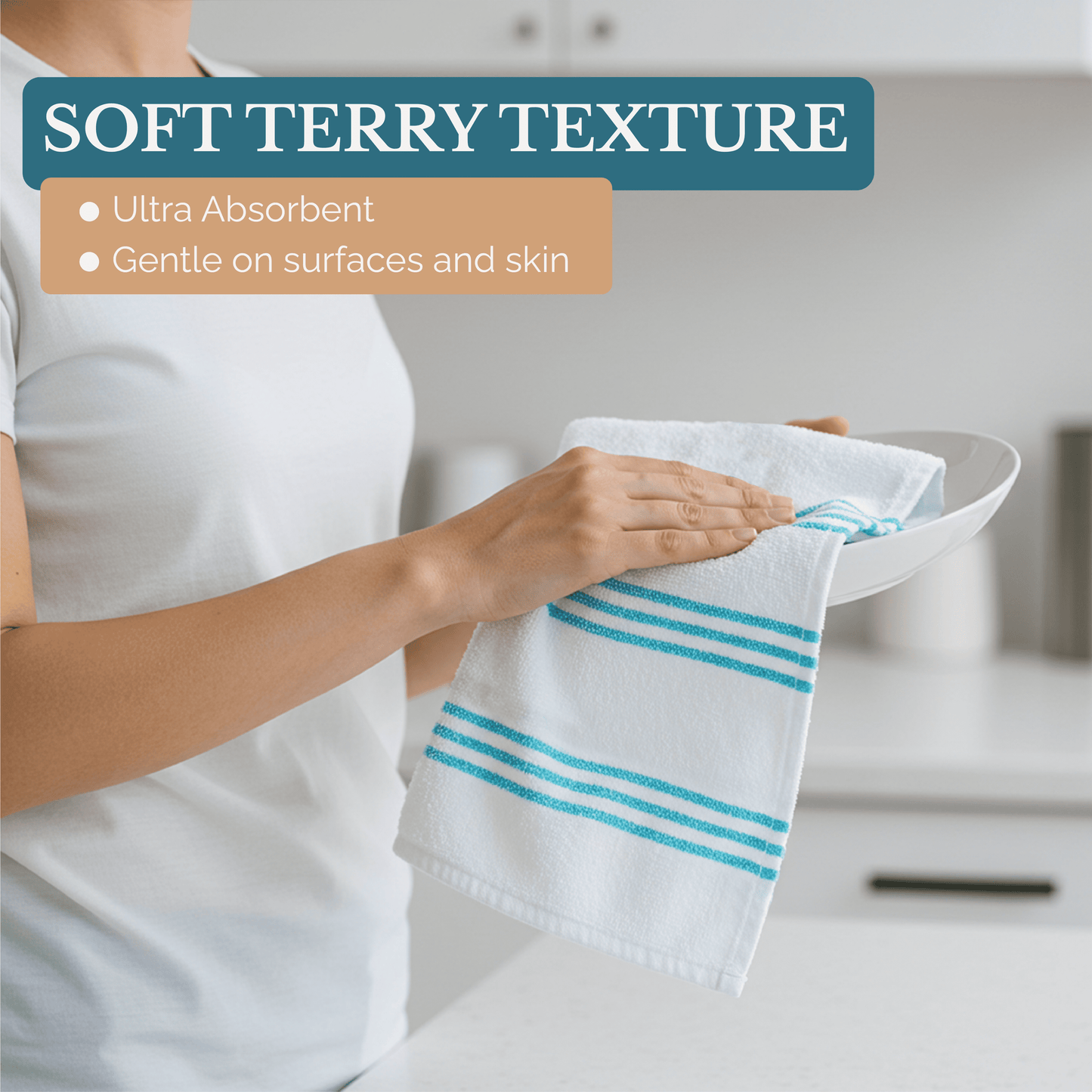 Terry Kitchen Towel Set cp-gallery: color=Aqua Sky; size=8 Piece Set