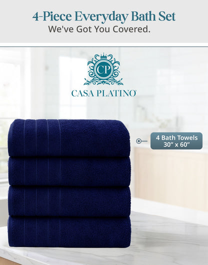 4-Piece Cotton Bath Towels Set cp-gallery: color=Navy; size=4 Piece Set