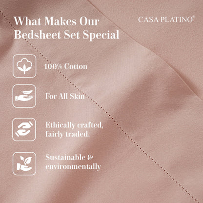 Percale Cotton Sheet Set cp-gallery: color=Sepia Rose