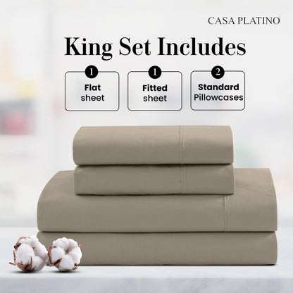 Percale Cotton Sheet Set cp-gallery: color=Linen; size=King