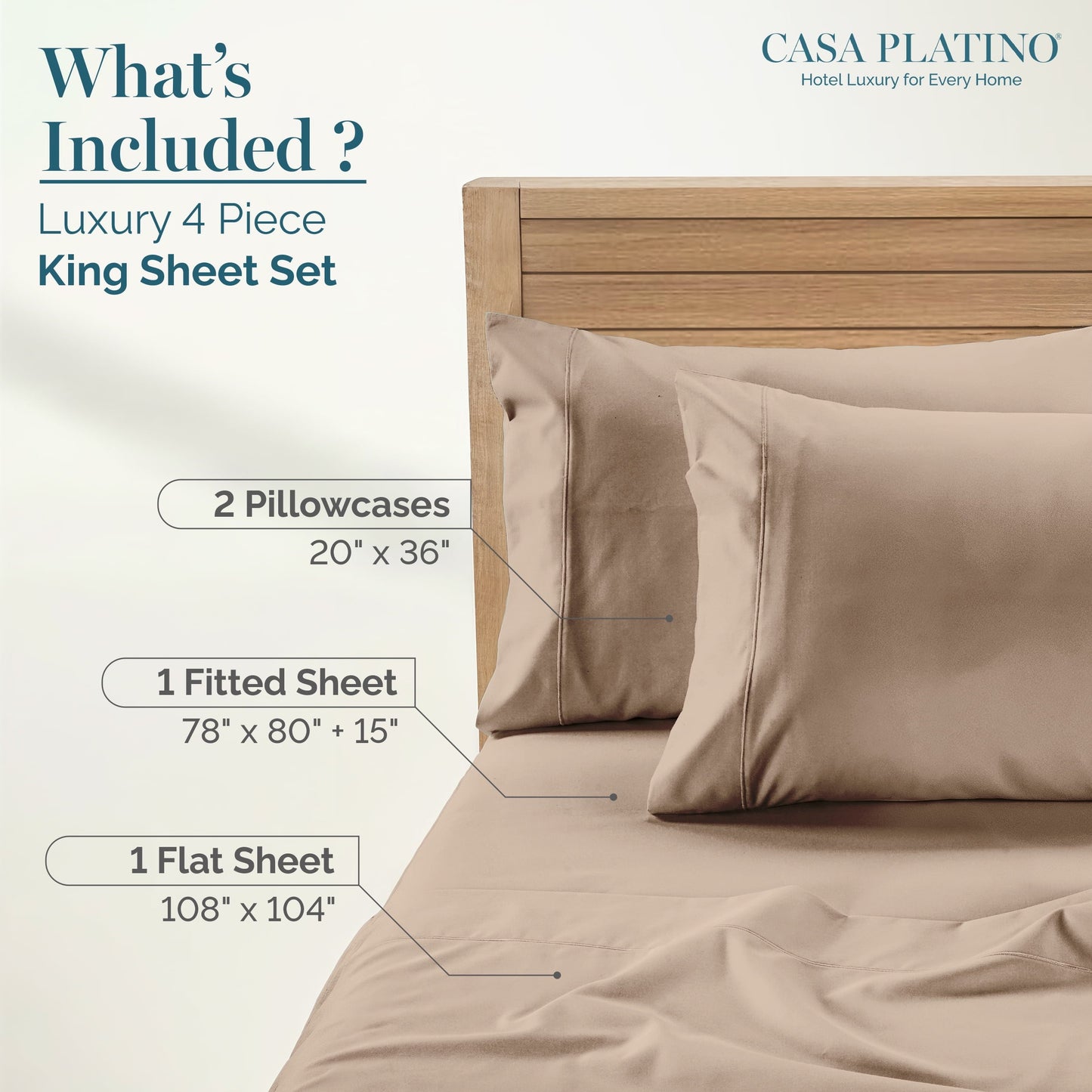 1000 Thread Count Egyptian Cotton Sheet Set cp-gallery: color=Taupe; size=King