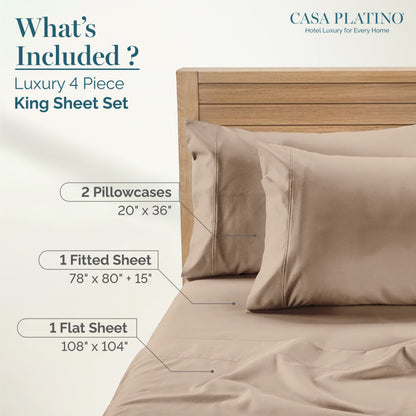 1000 Thread Count Egyptian Cotton Sheet Set cp-gallery: color=Taupe; size=King