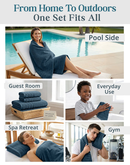 12-Piece Cotton Bath Towel Set cp-gallery: color=Steel Blue; size=12 Piece Set
