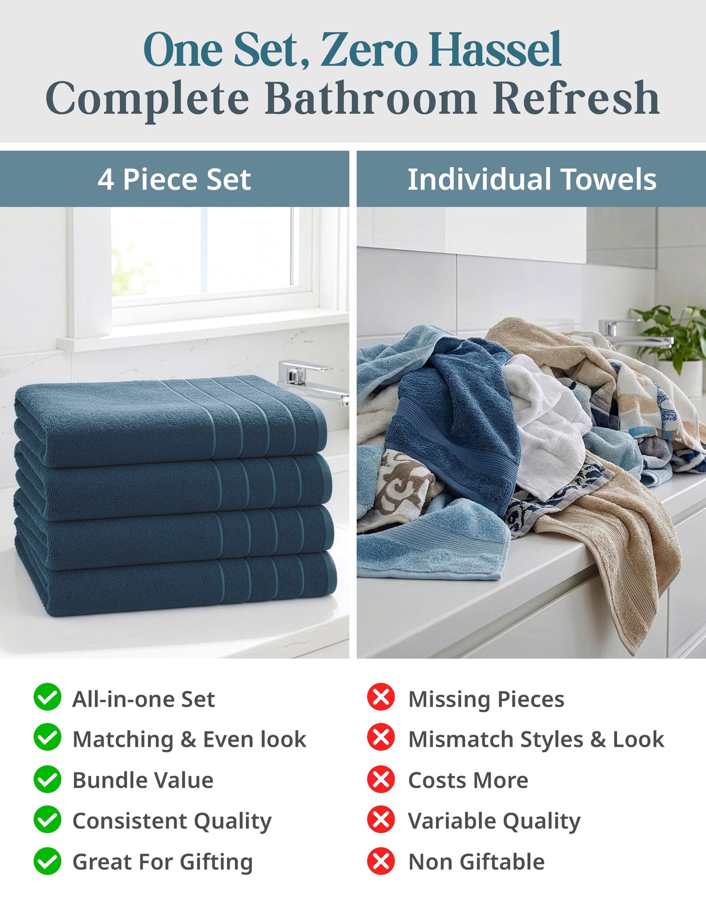4-Piece Cotton Bath Towels Set cp-gallery: color=Steel Blue; size=4 Piece Set