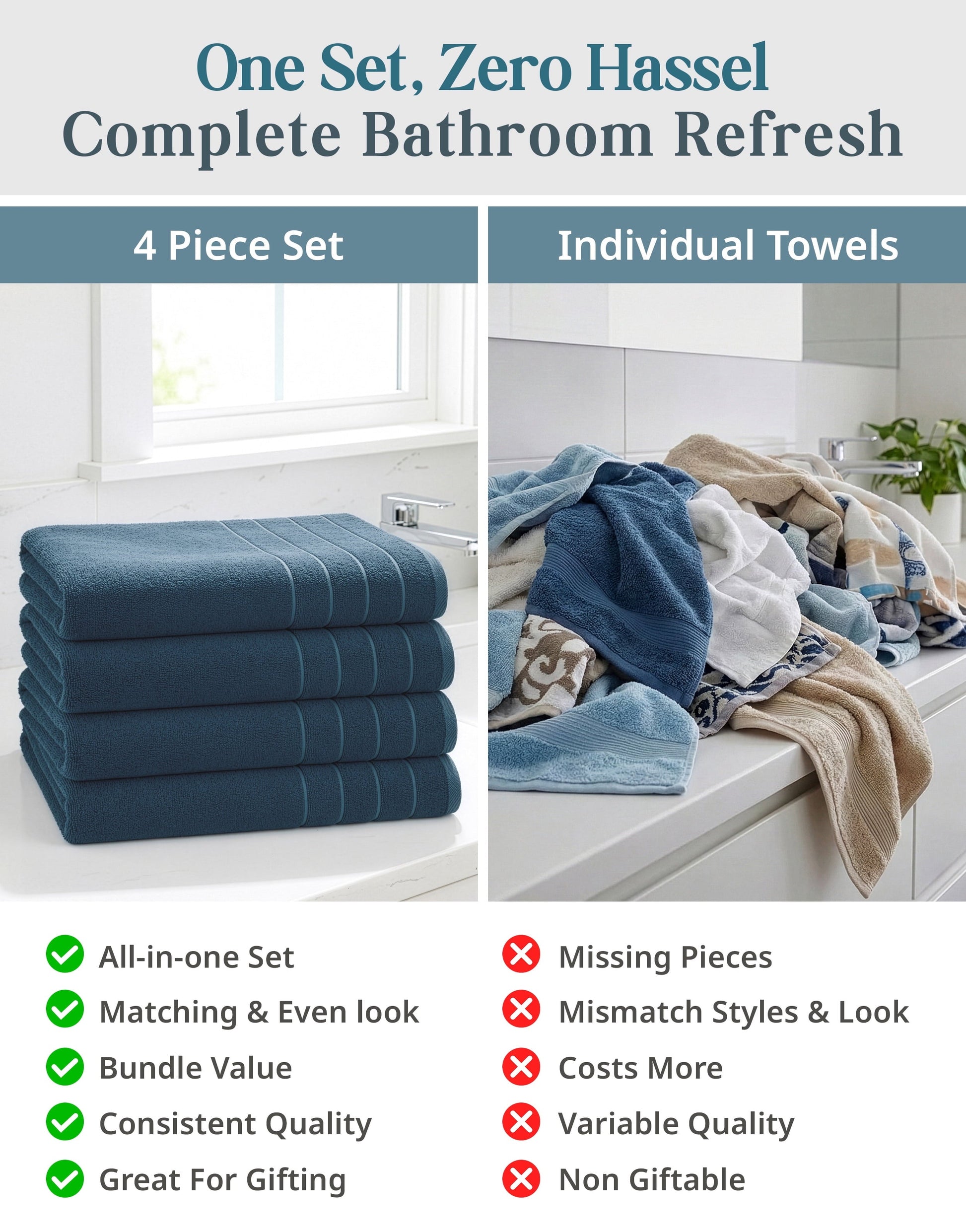 4-Piece Cotton Bath Towels Set