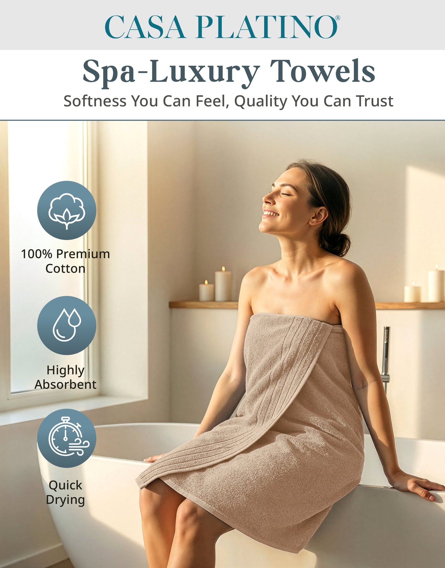 8-Piece Cotton Bath Towel Set cp-gallery: color=Beige; size=8 Piece Set