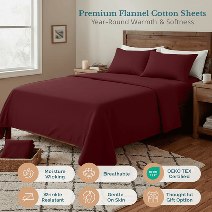 Flannel Sheet Set cp-gallery: color=Rust Red