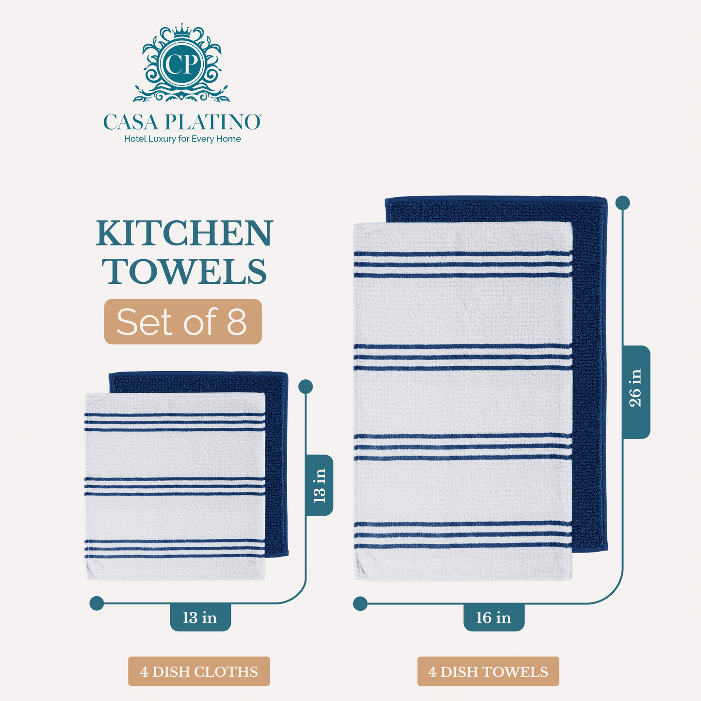 Terry Kitchen Towel Set cp-gallery: color=Blue; size=8 Piece Set