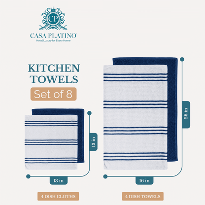 Terry Kitchen Towel Set cp-gallery: color=Blue; size=8 Piece Set