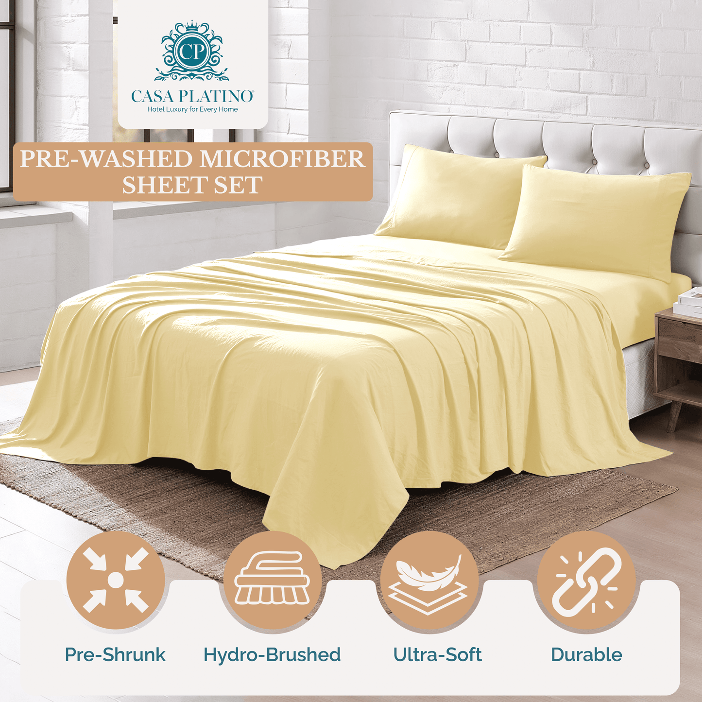 Washed Microfiber Sheet Set cp-gallery: color=Vanilla