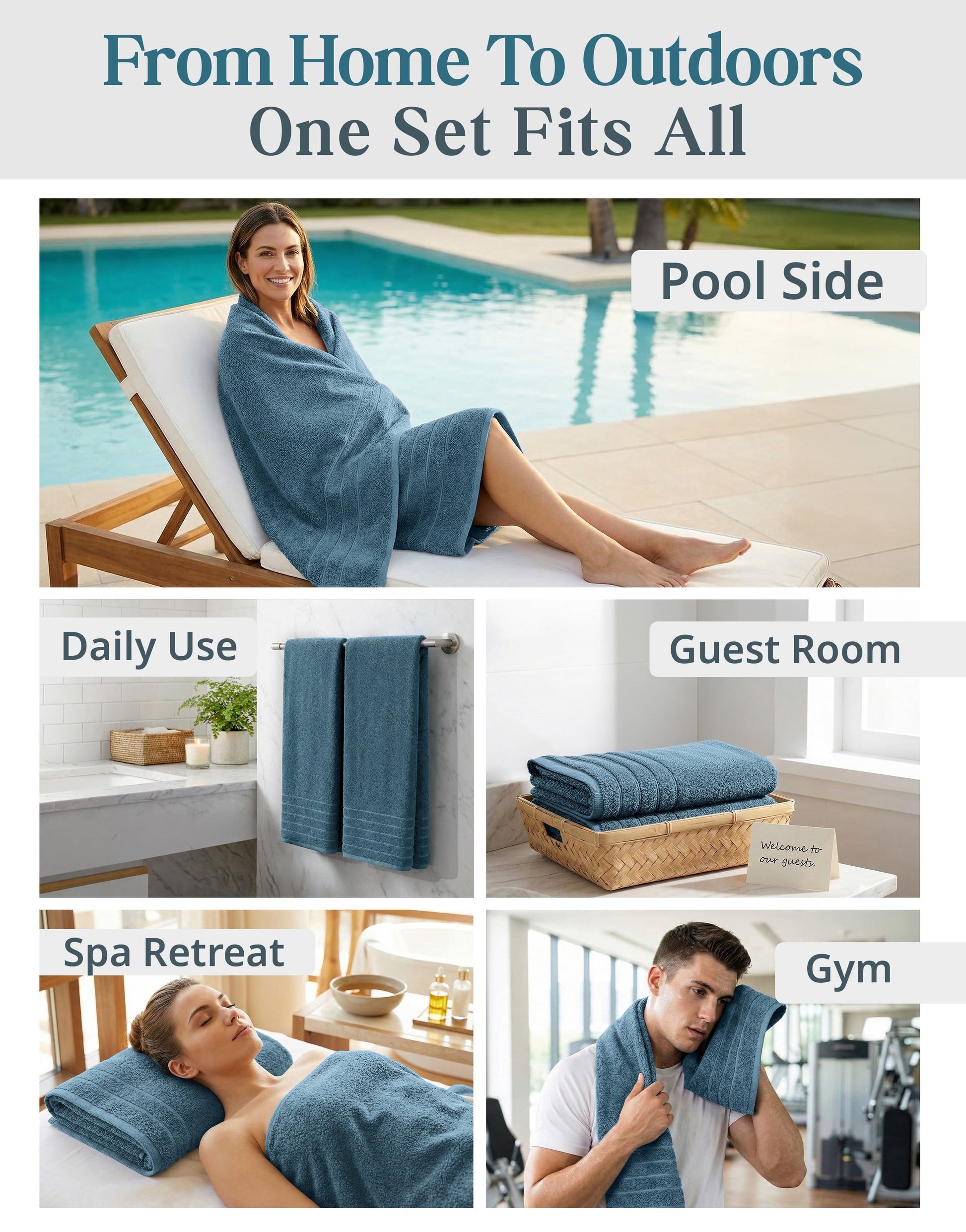 4-Piece Cotton Bath Towels Set