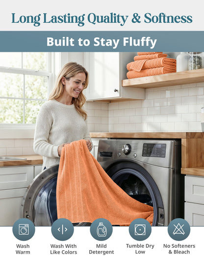 18-Piece Cotton Bath Towel Set cp-gallery: color=Peach Fuzz; size=18 Piece Set