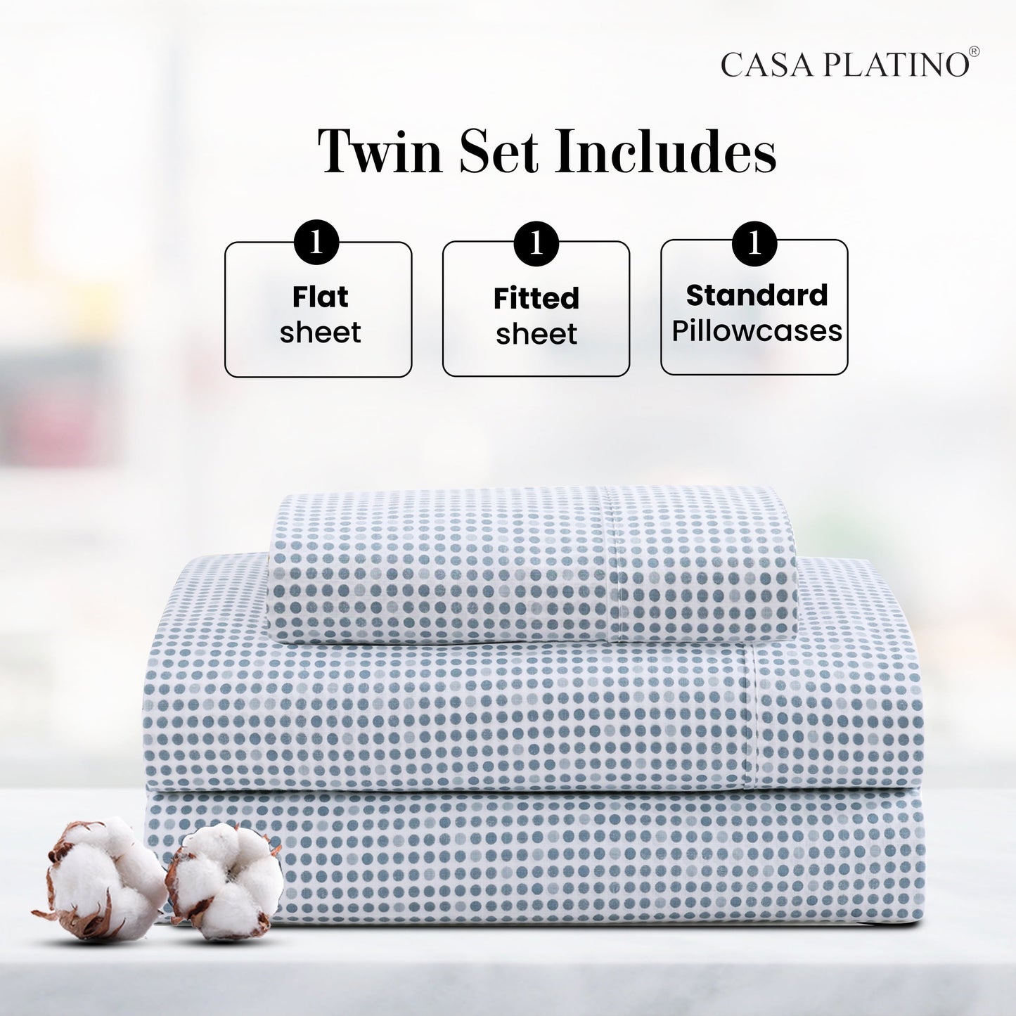 Percale Cotton Sheet Set cp-gallery: color=Polka Dot; size=Twin