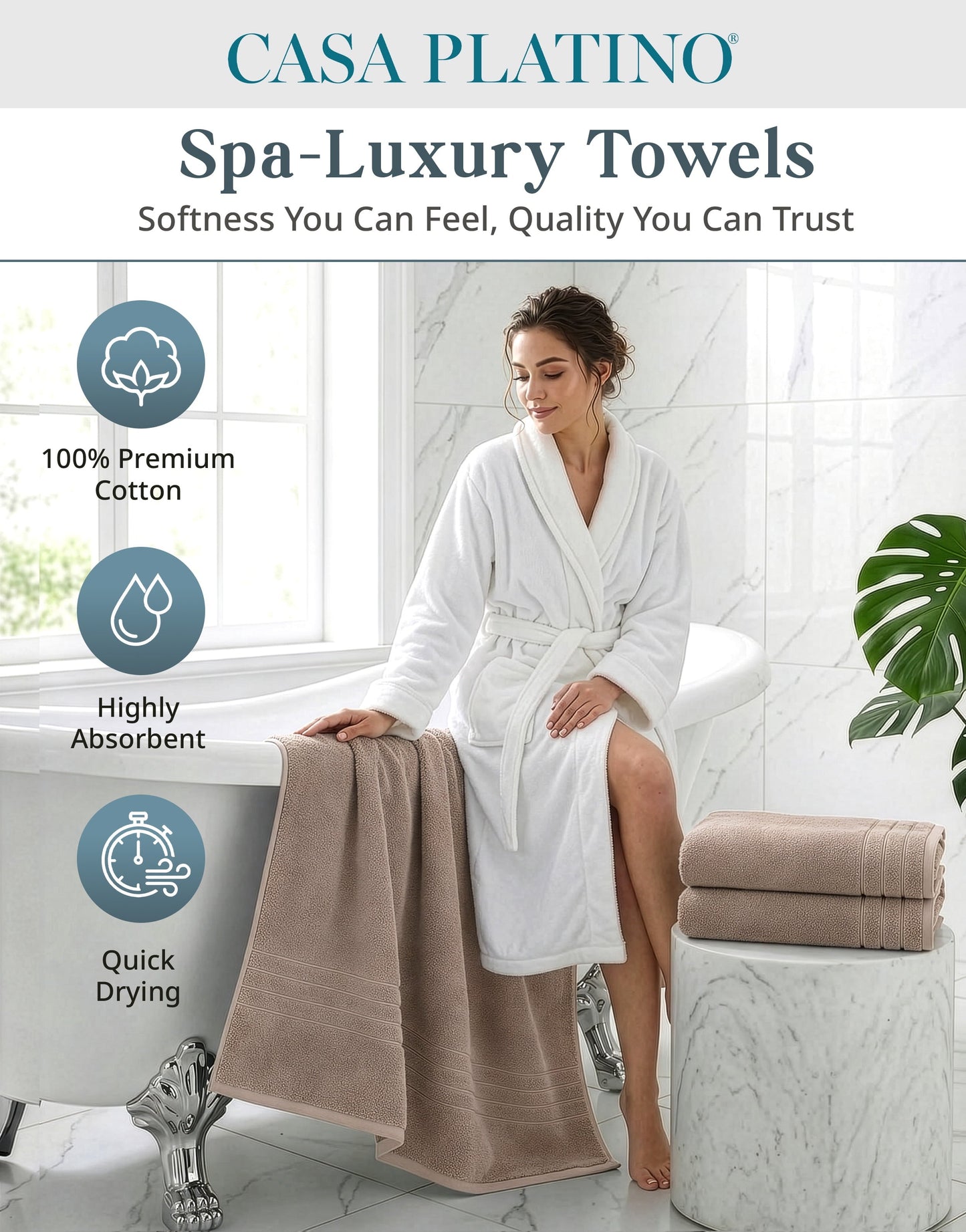 4-Piece Cotton Bath Towels Set cp-gallery: color=Towny Brown; size=4 Piece Set