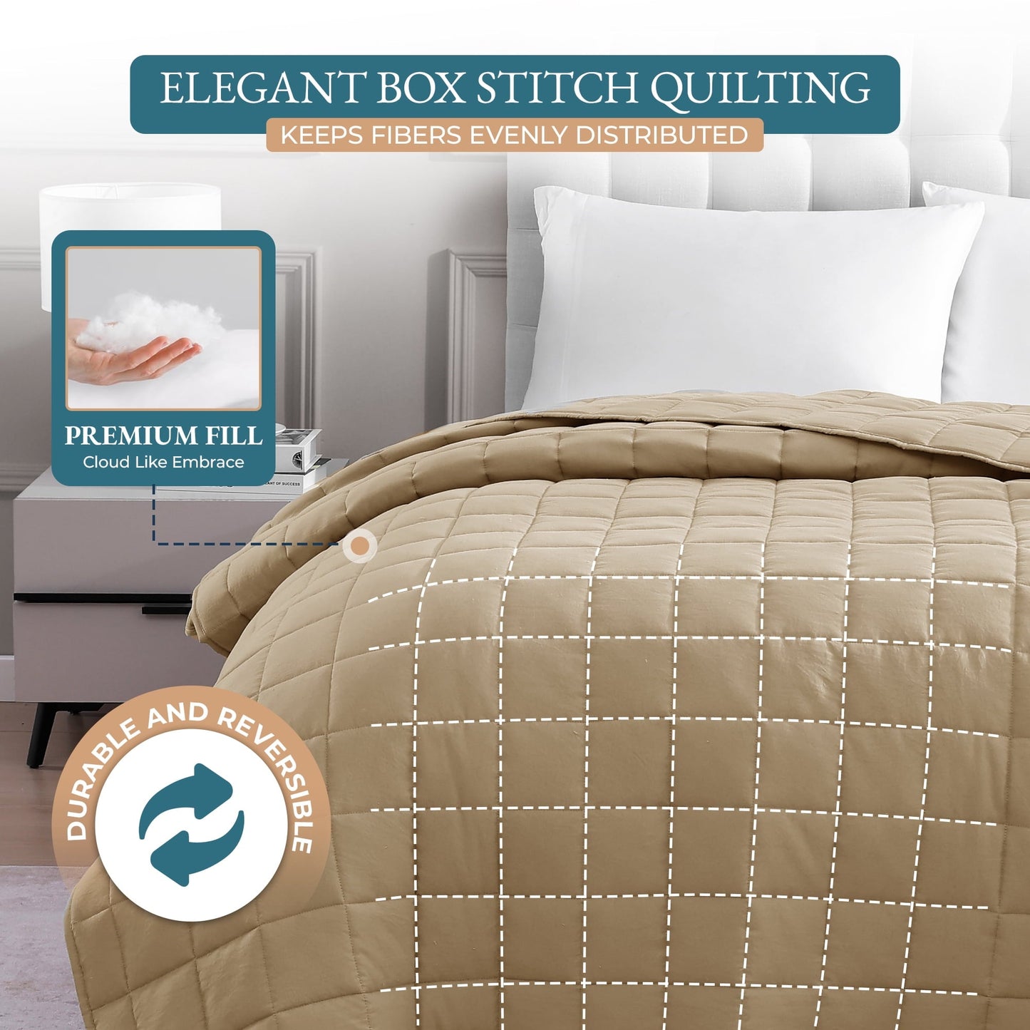 Quilted Bed Blanket cp-gallery: color=Linen