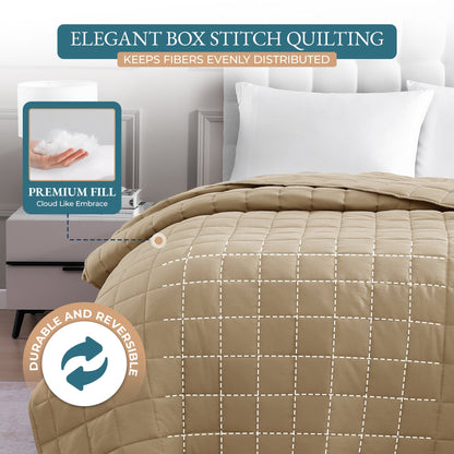 Quilted Bed Blanket cp-gallery: color=Linen