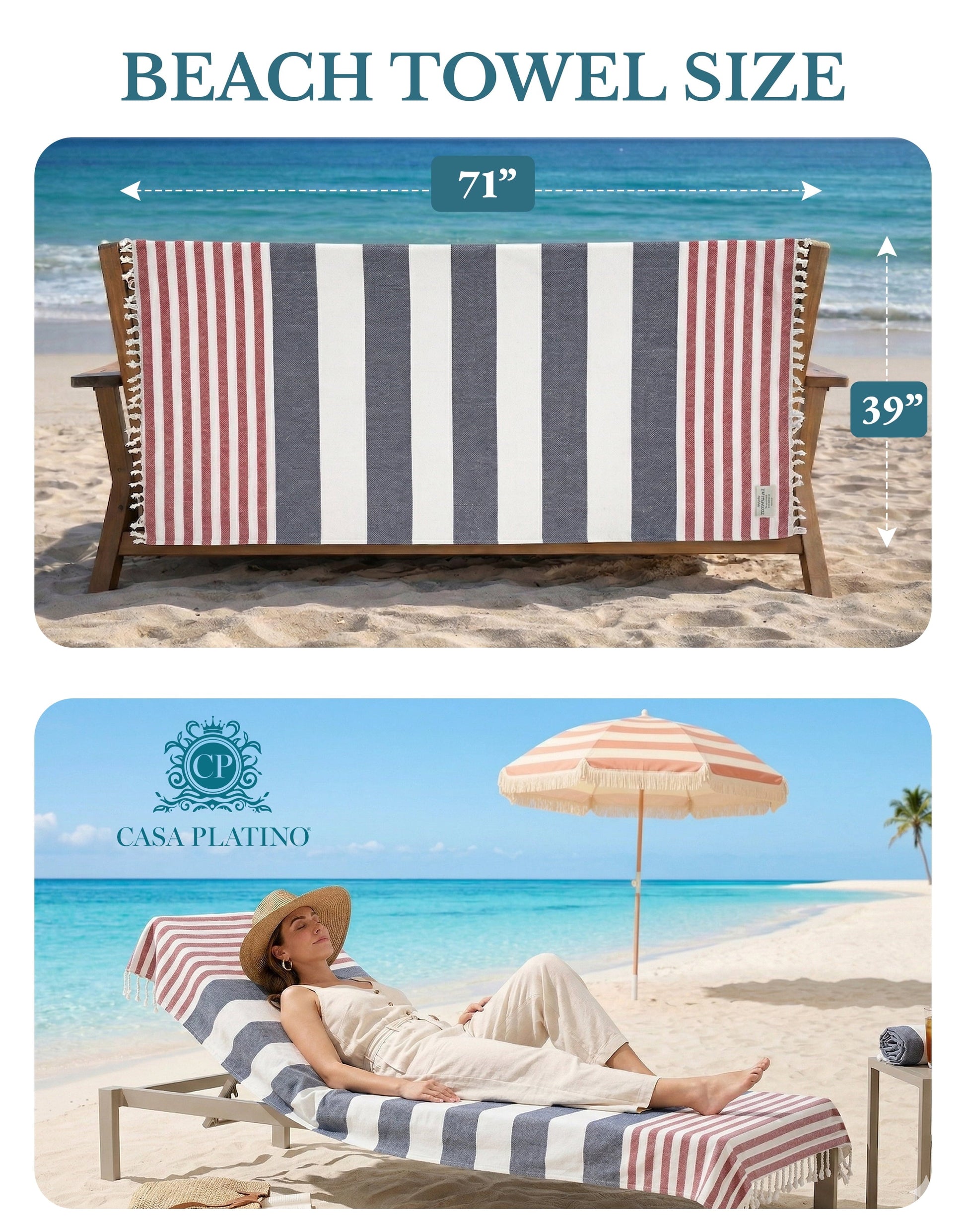 6-Piece Hammam Beach Towels Diamond Weave Set