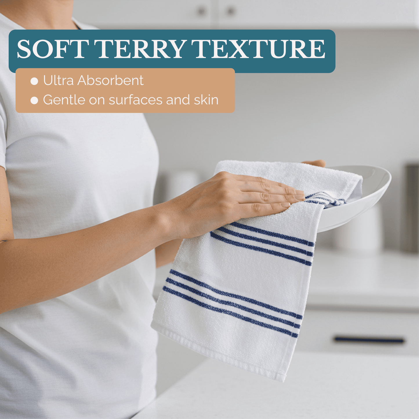 Terry Kitchen Towel Set cp-gallery: color=Blue; size=8 Piece Set