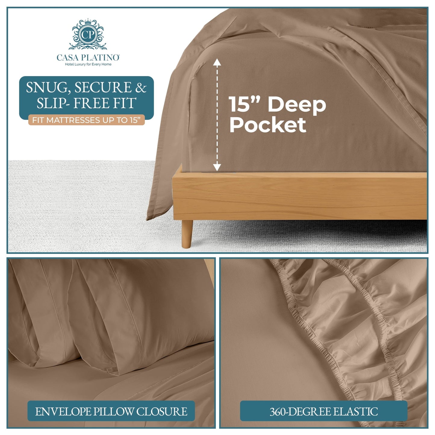600 Thread Count Cotton Sheet Set cp-gallery: color=Taupe