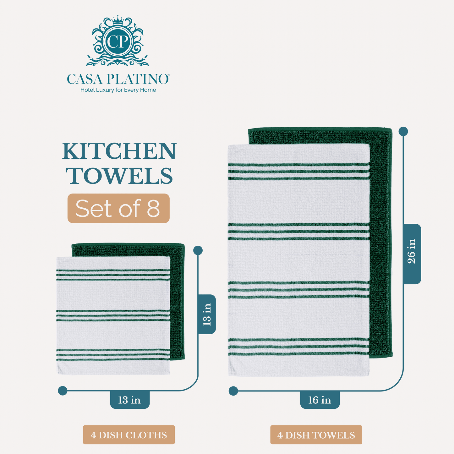 Terry Kitchen Towel Set cp-gallery: color=Olive; size=8 Piece Set