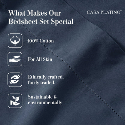 Percale Cotton Sheet Set cp-gallery: color=Navy