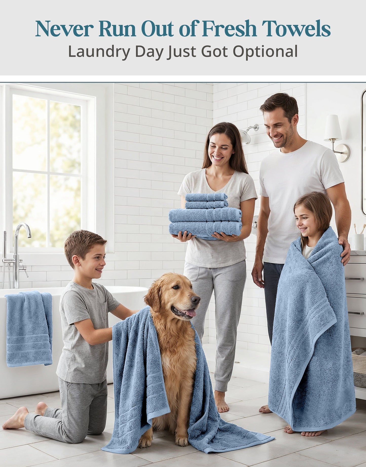 24-Piece Cotton Bath Towel Set cp-gallery: color=Cerulean Blue; size=24 Piece Set