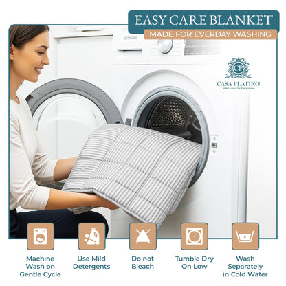 Quilted Bed Blanket cp-gallery: color=Ticking Stripe Silver