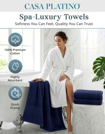 2-Piece Cotton Bath Towels Set cp-gallery: color=Navy; size=2 Piece Set