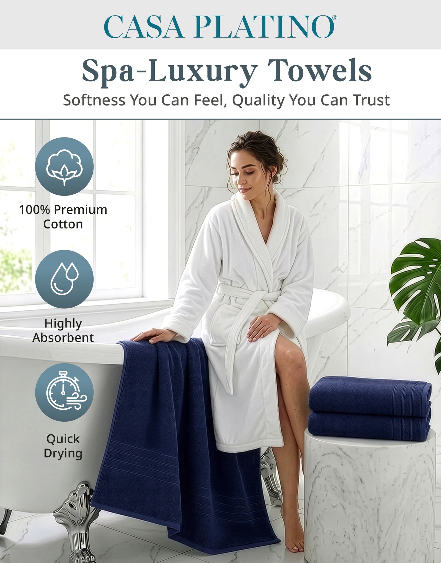 4-Piece Oversized Bath Sheets Set cp-gallery: color=Navy; size=4 Piece Set
