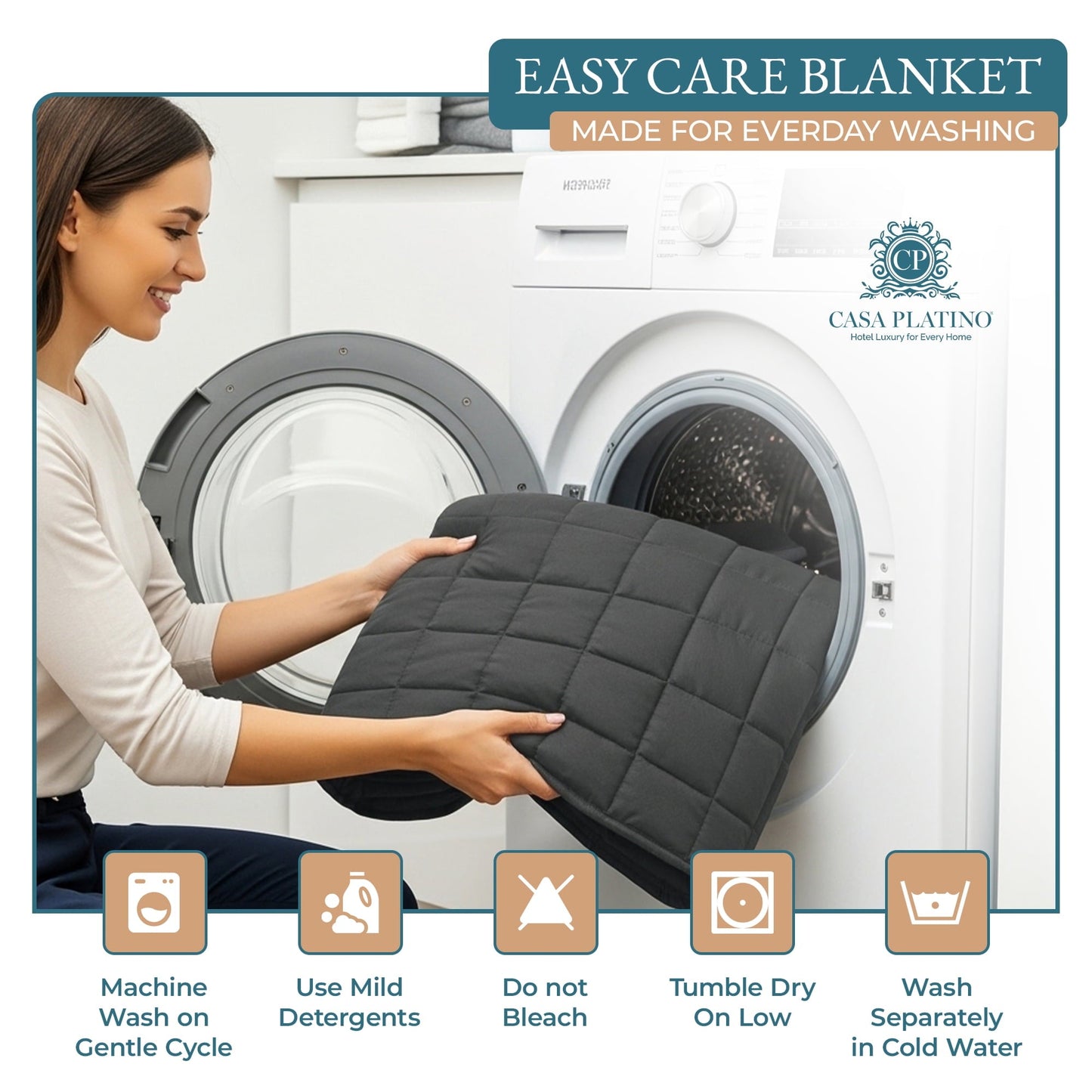 Quilted Bed Blanket cp-gallery: color=Charcoal