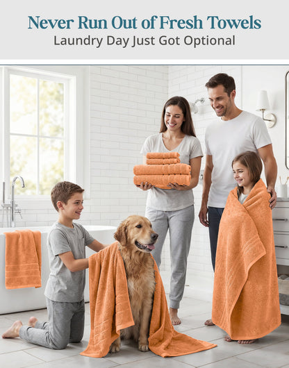 12-Piece Cotton Bath Towel Set cp-gallery: color=Peach Fuzz; size=12 Piece Set