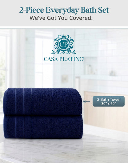 2-Piece Cotton Bath Towels Set cp-gallery: color=Navy; size=2 Piece Set
