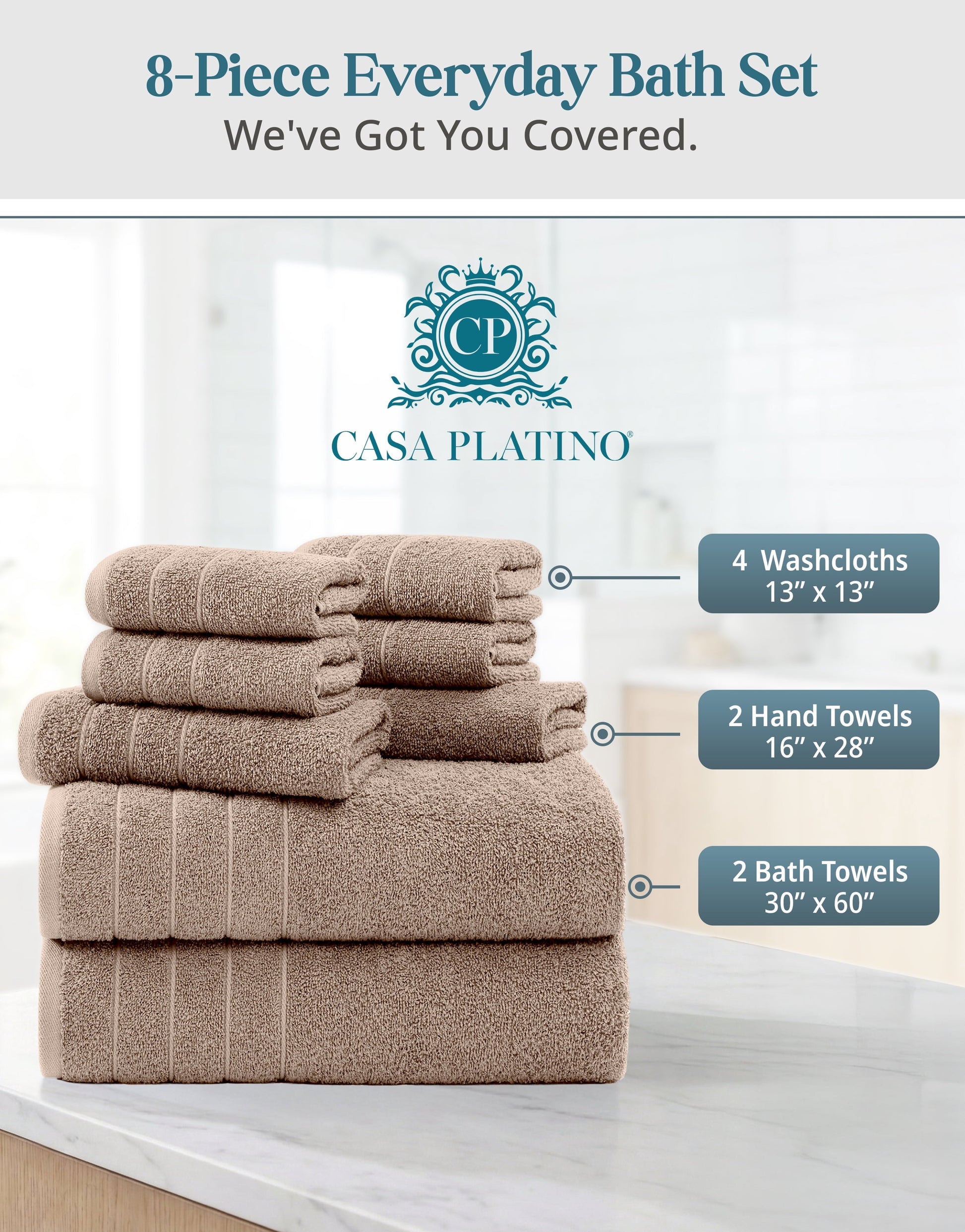 8-Piece Cotton Bath Towel Set