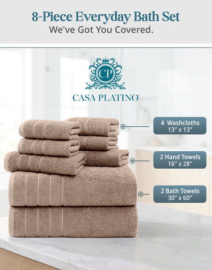 8-Piece Cotton Bath Towel Set cp-gallery: color=Towny Brown; size=8 Piece Set