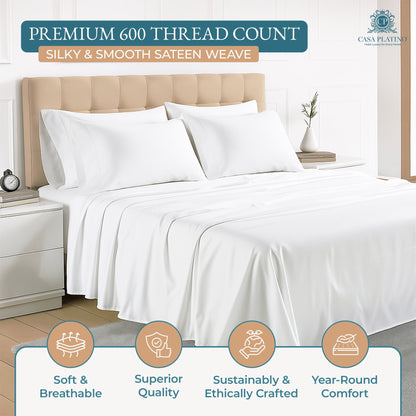 600 Thread Count Cotton Sheet Set cp-gallery: color=White; size=Queen