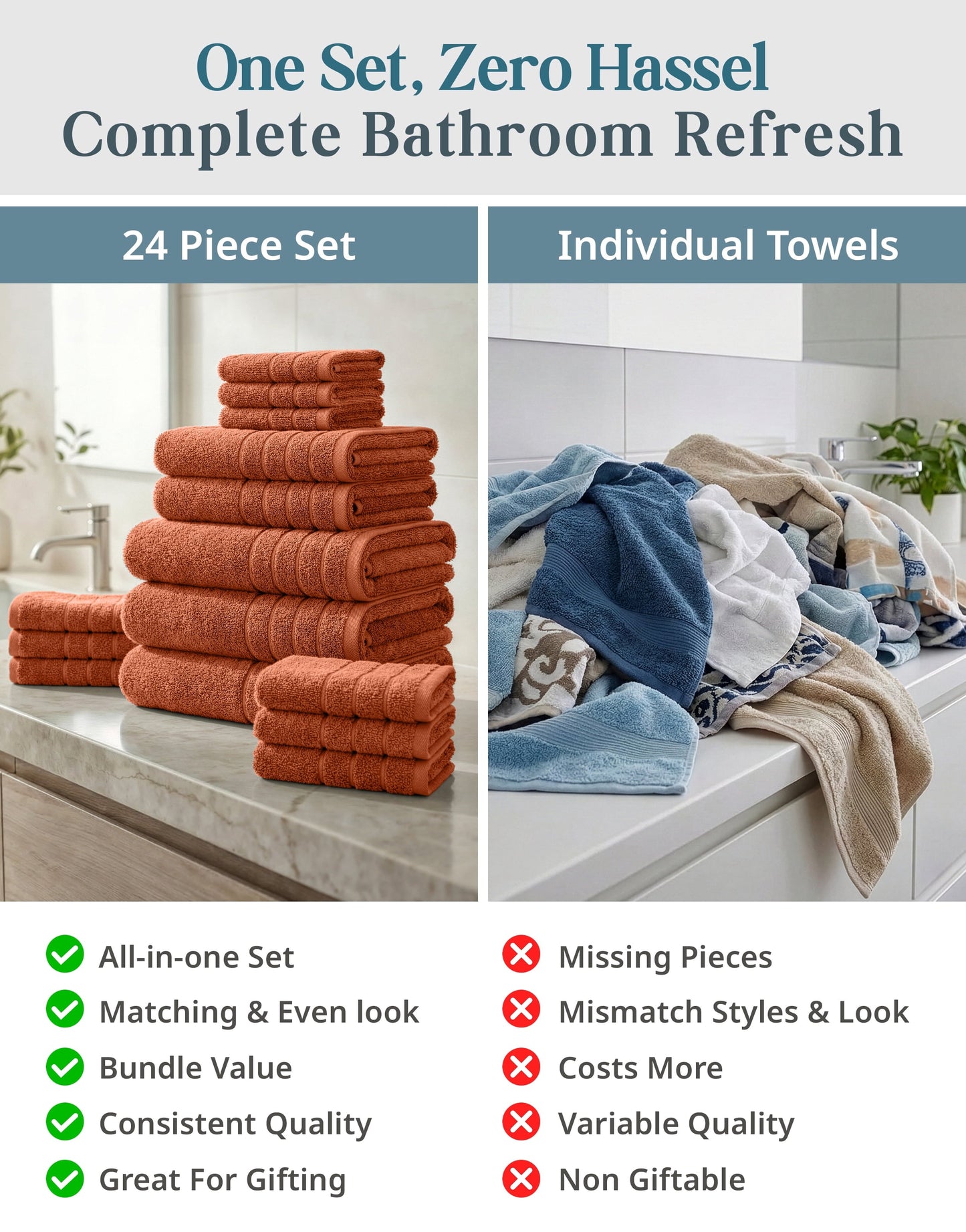 24-Piece Cotton Bath Towel Set cp-gallery: color=Rust; size=24 Piece Set