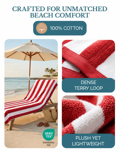 4-Piece Cabana Beach Towel Set cp-gallery: color=Red; size=4 Piece Set