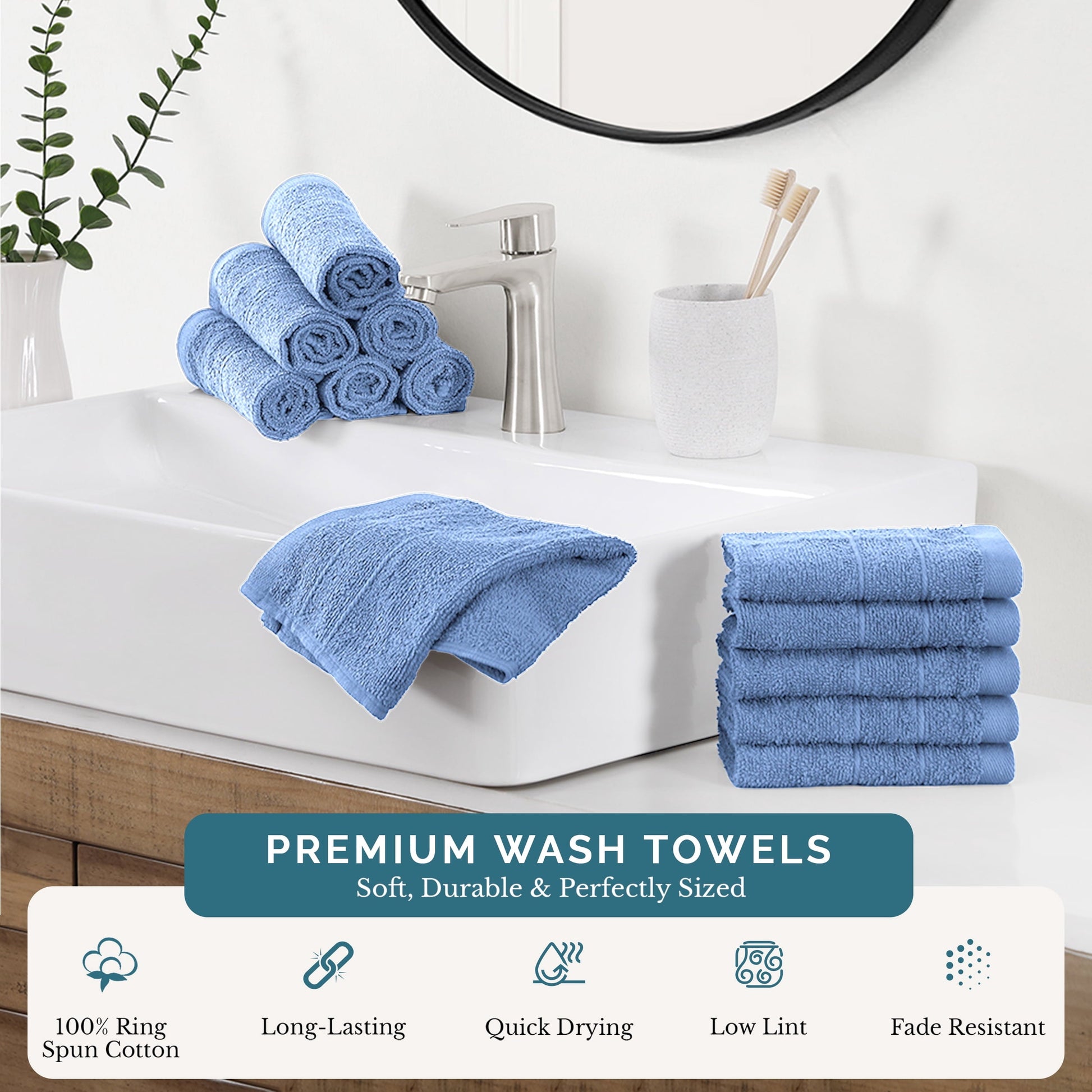 12-Piece Cotton Washcloths Set