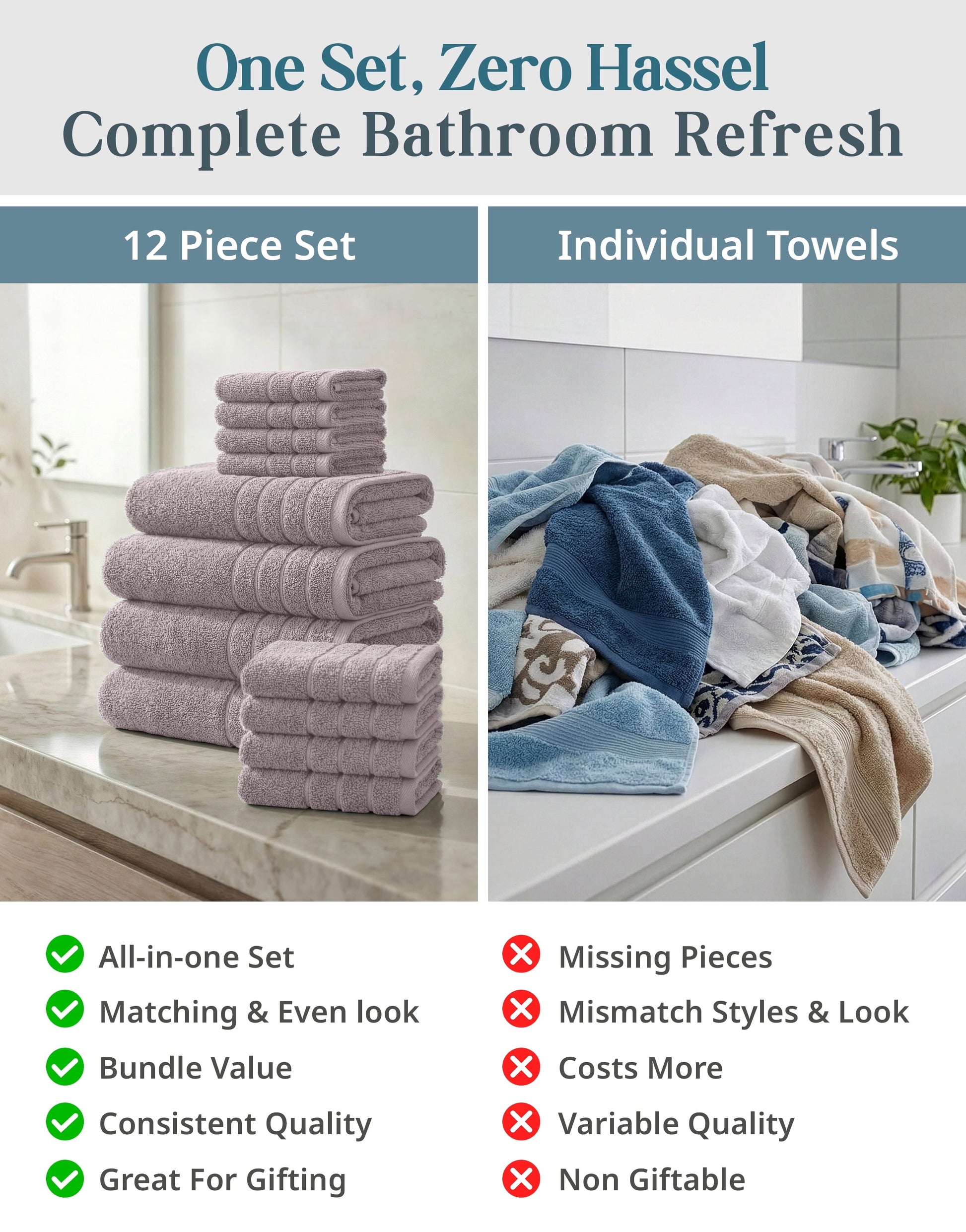 12-Piece Cotton Bath Towel Set