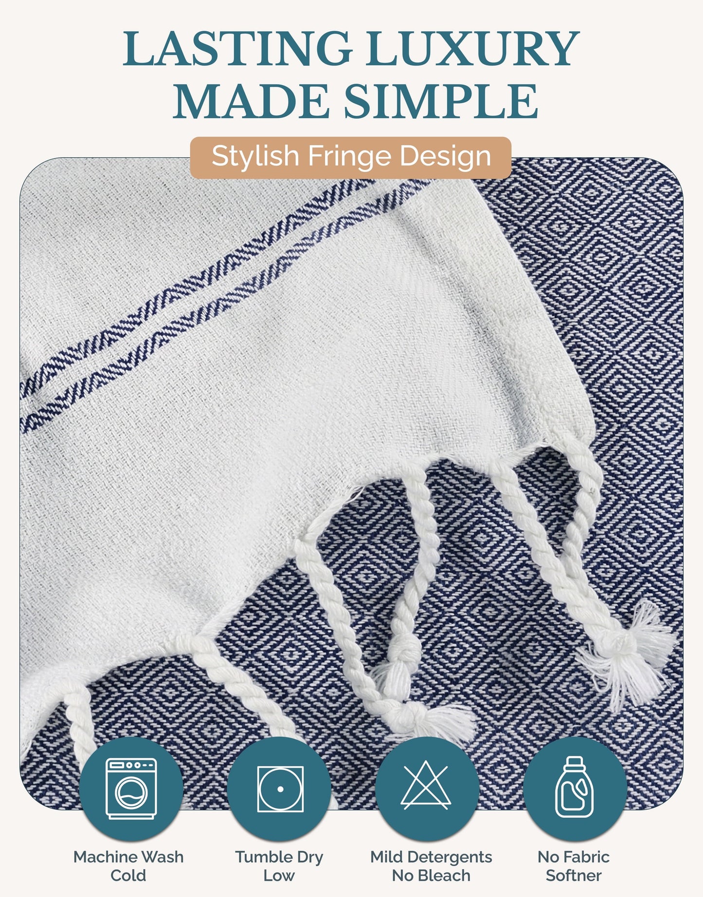6-Piece Hammam Beach Towels Diamond Weave Set cp-gallery: color=Sand Blue; size=6 Piece Set